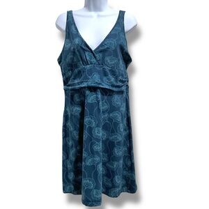 Patagonia Organic Cotton Blue Floral Stretch Summer Dress Sleeveless Size L